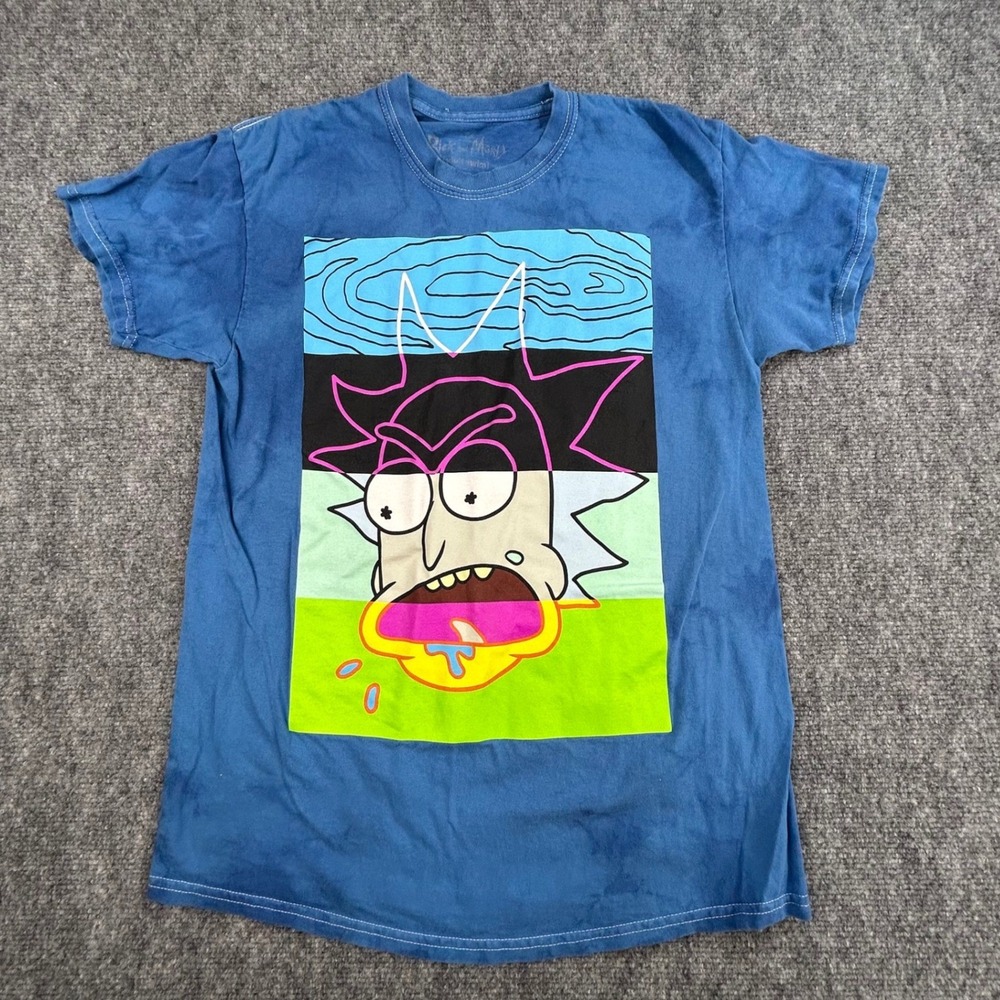 Rick and Morty Adult Swim Blue Tie Dye Graphic T-Shirt Small Rick Sanchez